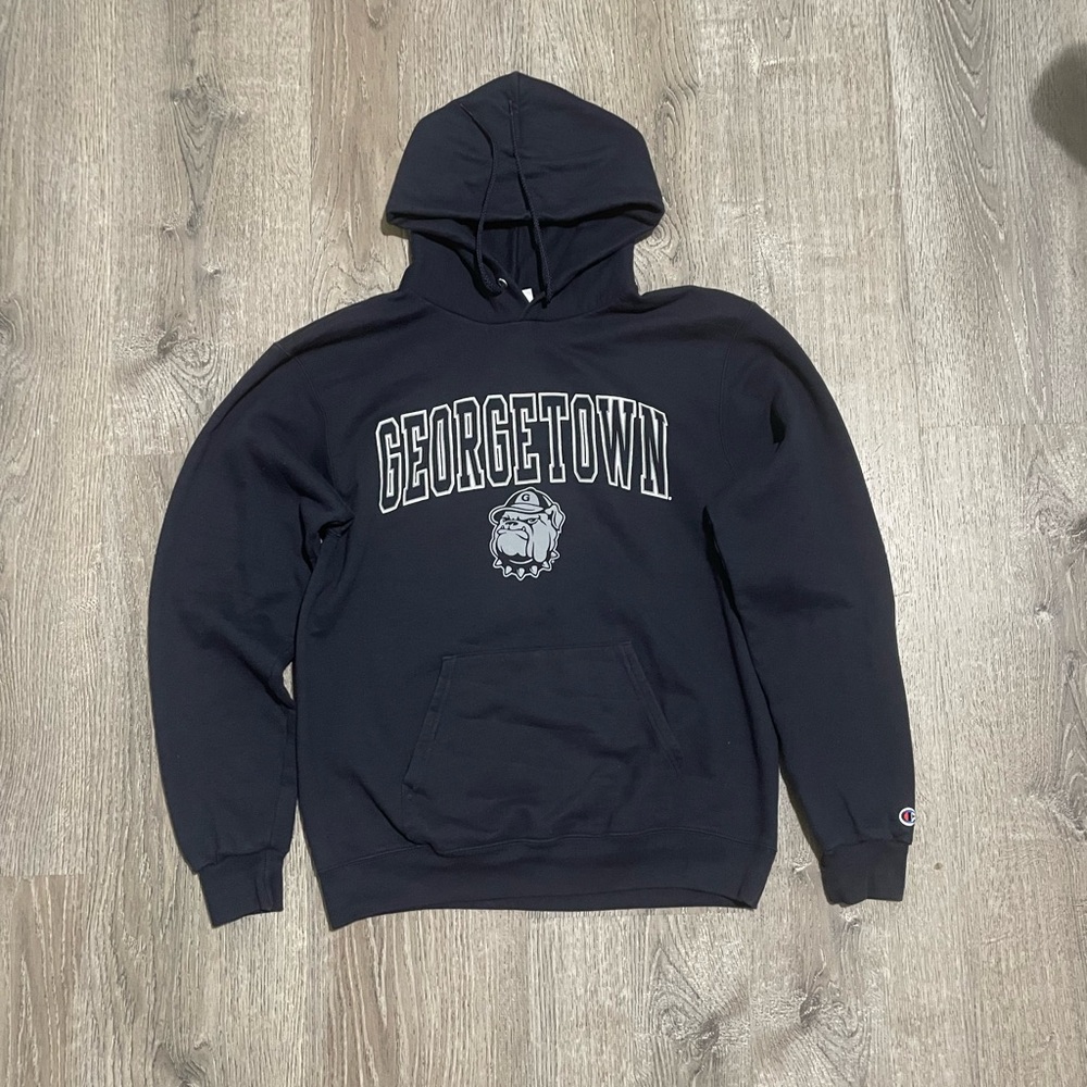 Vintage GEORGETOWN university navy blue hoodie Hoyas bulldog logo champions M